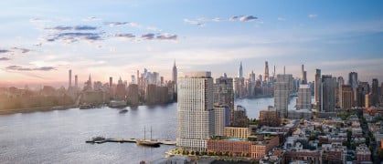 A rendering of the 834-unit building on the Greenpoint waterfront.